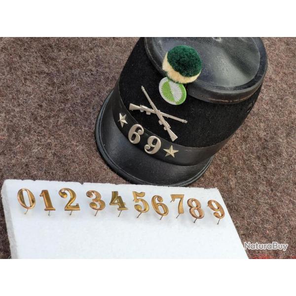 Swiss Army Shako Helmet spare parts - complete numbers set (0-9)