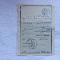 ancien permis de chasse Haute Marne 1912 -  Wassy