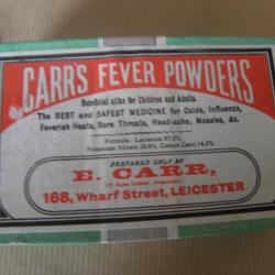 antique original faux médecine guérit tout , Carrs fever powders  NE PAS UTILISER