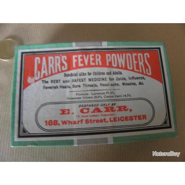 antique original faux mdecine gurit tout , Carrs fever powders  NE PAS UTILISER