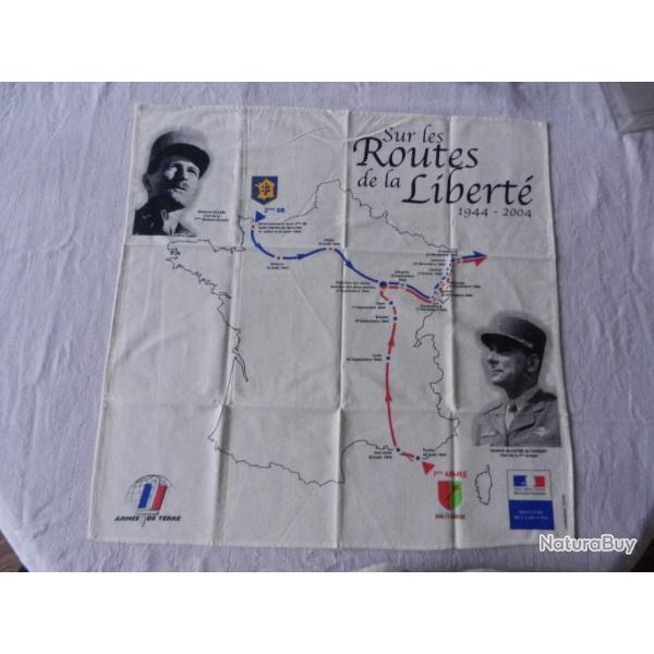 mouchoir foulard commmoratif-sur les routes de la libert- 2me DB - 1re ARMEE 1944-2004