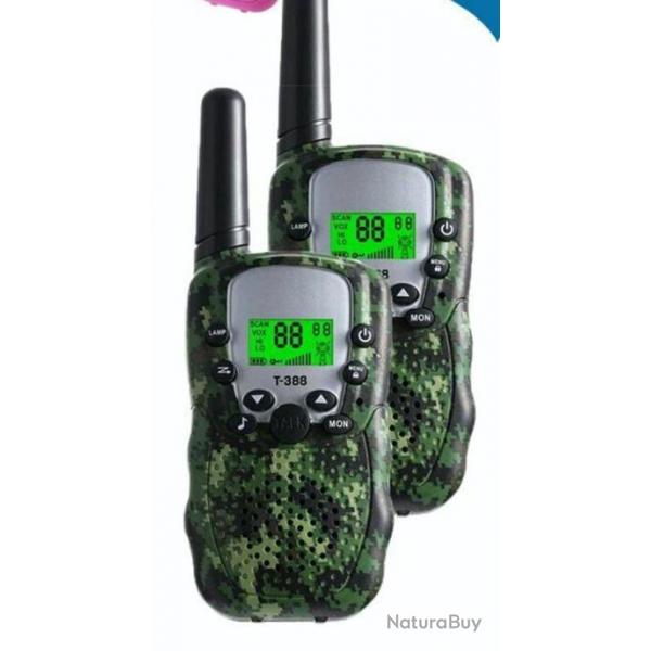 2 vritables talkies-walkies ENFANTS BAOFENG longue porte 3 km UHF coloris VERT CAMOUFLAGE