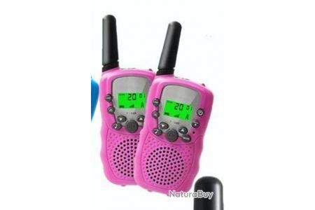 2 véritables talkies-walkies ENFANTS BAOFENG longue portée 3 km UHF coloris  ROSE - Talkies walkies (9678836)