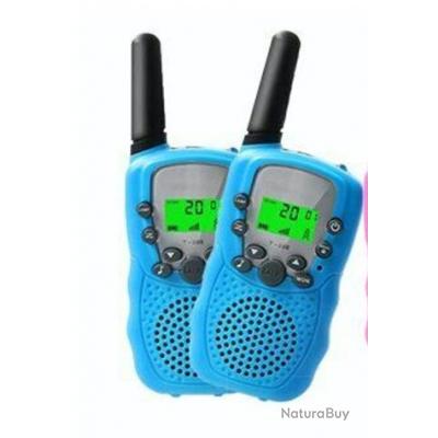 2 véritables talkies-walkies ENFANTS BAOFENG longue portée 3 km UHF coloris  BLEU - Talkies walkies (9678848)