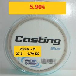 BOBINE DE FIL Nylon WATER QUEEN CASTING BLUE   200 M - Ø 27.5  -  6.70 KG