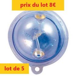 LOT DE 5 FLOTTEURS AUTAIN Buldo Spherique  translucide 4 de Ø 40  15 GR et 1 de Ø 30  8gr