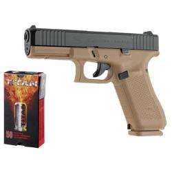 Pistolet Glock 17 Gen 5 Coyotte Calibre 9mm PAK + 50 Balles Titan