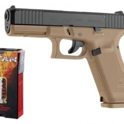 Pistolet Glock 17 Gen 5 Coyotte Calibre 9mm PAK + 50 Balles Titan