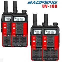 4x BAOFENG UV-10R 10W ROUGE TALKIES-WALKIES VHF UHF longue portée FM Radio bidirectionnelle