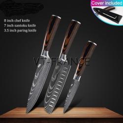 Set Couteau Japonais Pro Santoku Style Damas, Modele: 3pcs-Set 5