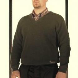 Pull col V maille camionneur 4XL Marine