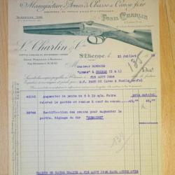 facture ancienne FUSILS CHARLIN 1936 - VENDU PAR JEPECUTE (D22L1)