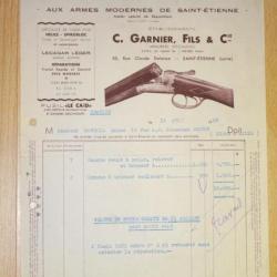facture de reparation fusil de 1958 maison GARNIER - VENDU PAR JEPERCUTE (D22L8)