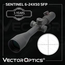 Vector Optics Sentinel 6-24x50 SFP 30mm Lunette de Visée Tir Optique Tactique Chasse Lumineux Rouge