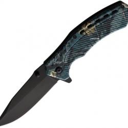 Lot de 3 Couteau A/O Abs Camo Handle Stainless Blade Linerlock Clip EE10A32GC