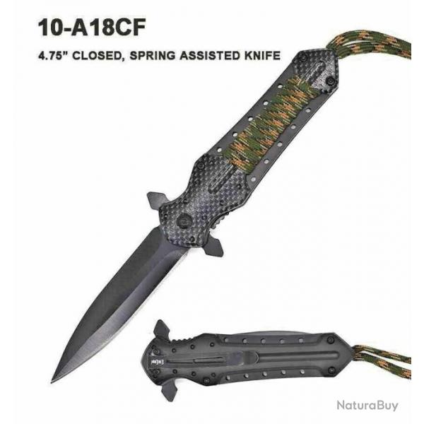 Lot de 3 Couteau Dague A/O Manche Abs/Corde Camo Lame Acier Inox Linerlock Clip EE10A18CF