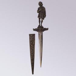 Dague Romantique en Bronze avec Lame doré, Milieu XIXème Siècle