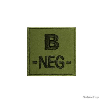 Patch Groupe Sanguin A Négatif Brodé - 5x5cm, Velcro, Vert Olive, Identification Médicale Ou Militaire - 14