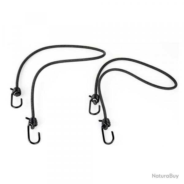 Lot de 2 sandows  6 mm - longueur 75 cm + 2 crochets fixes noir