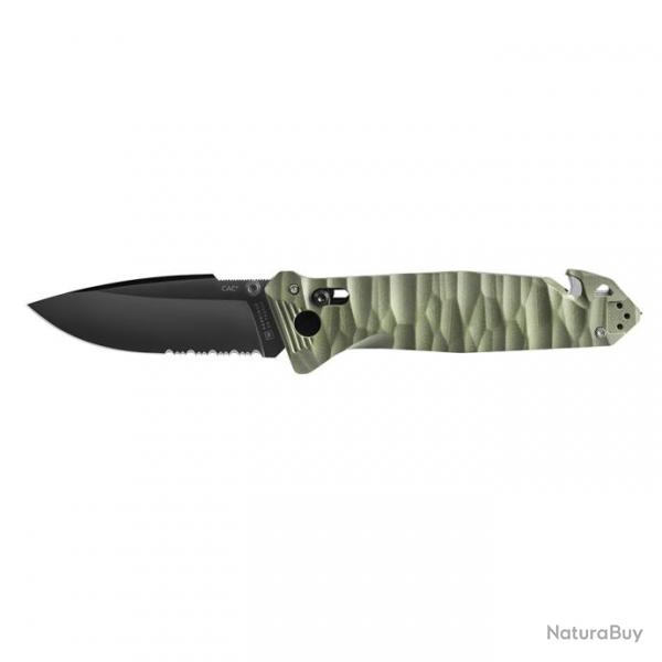 Couteau de poche Cac S200 serration G10 vert olive