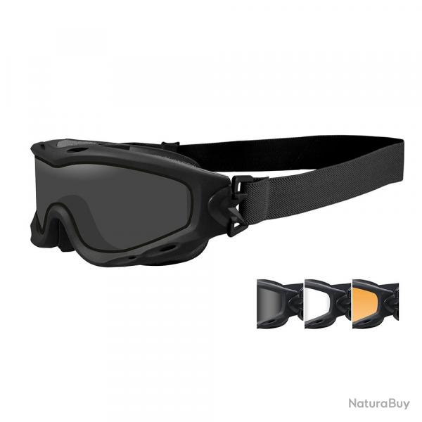 Masque de protection balistique Spear noir crans fum/incolore/orange