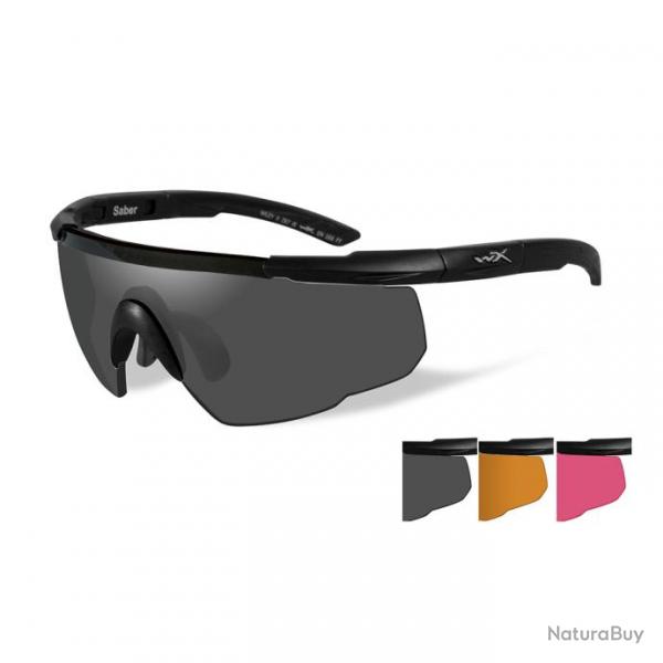 Lunettes de protection balistiques Saber Advanced crans fum/orange/rouge