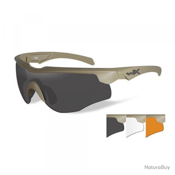 Lunettes de protection balistiques Rogue Comm tan crans fum/incolore/orange