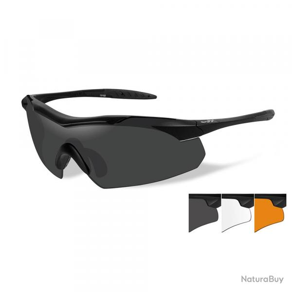 Lunettes de protection balistiques Vapor 2,5 noir crans fum/incolore/orange