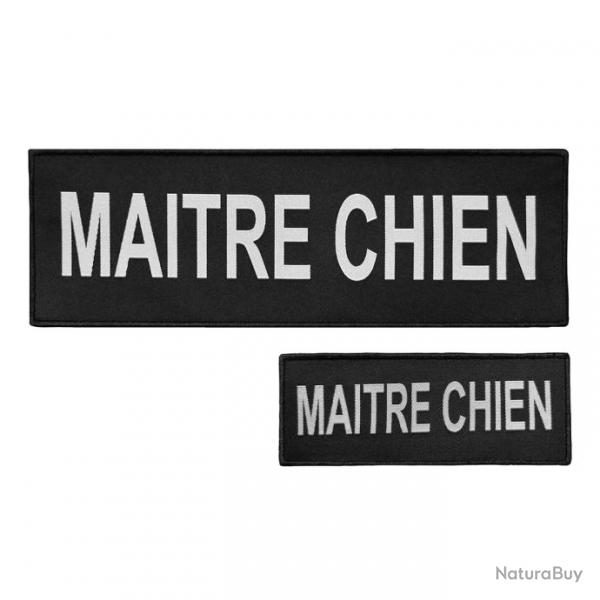 Lot dossard + bande poitrine fond noir lettres grises MAITRE CHIEN