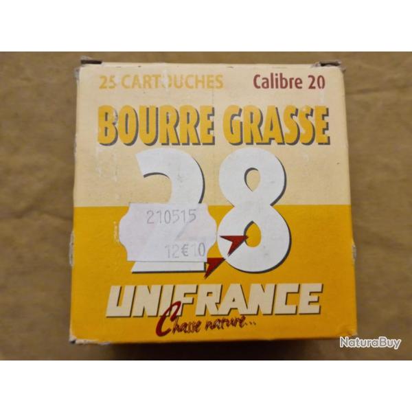 Cartouches Unifrance Bourre Grasse cal. 20/70 plomb n4 DESTOCKAGE!!!