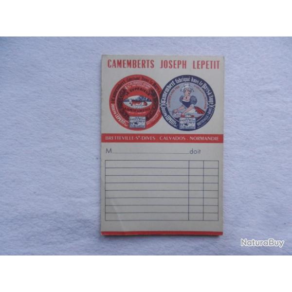 ancien petit carnet de courses publicitaire Camemberts Joseph Lepetit