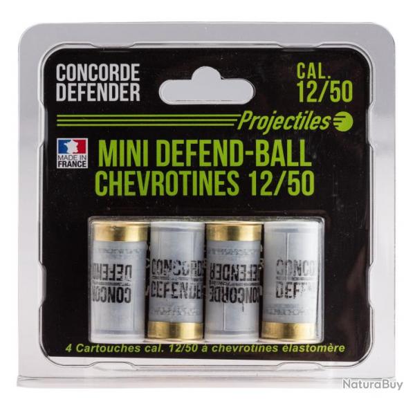 4 cartouches Mini Defend-Ball cal. 12/50 chevrotine Elastomere