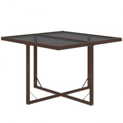 Meubles à dîner de jardin et coussins 5 pcs Poly rotin Marron