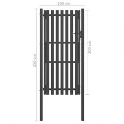 vidaXL Portail de clôture de jardin Acier 1x2,5 m Anthracite