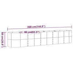 Jardinière de jardin Acier enduit de poudre 368x80x68 cm Vert