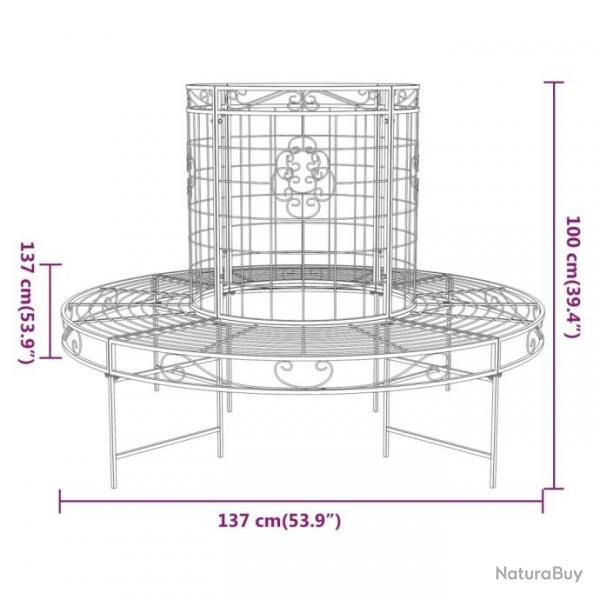 Banc circulaire tour d'arbre 137 cm Noir Acier