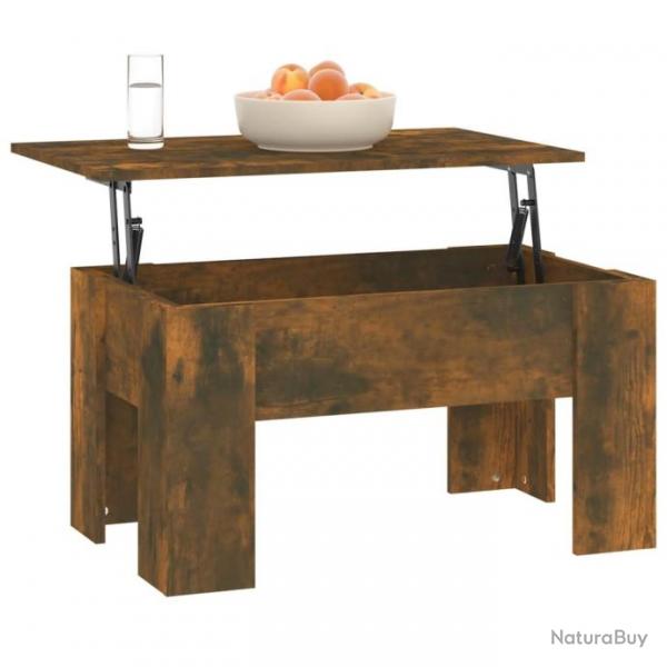 Table basse Chne fum 79x49x41 cm Bois d'ingnierie