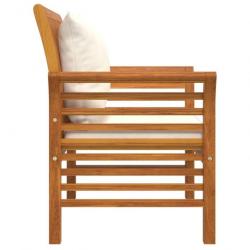 Chaises de canapé avec coussins blanc crème 2 pcs Bois d'acacia