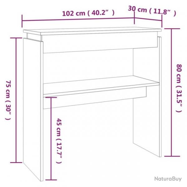 Table console Sonoma gris 102x30x80 cm Bois d'ingnierie