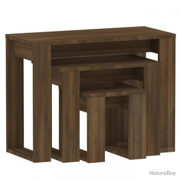 Tables gigognes 3 pcs Chne marron Bois d'ingnierie