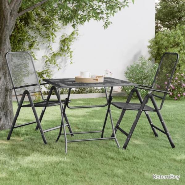 Table de jardin 80x80x72 cm Maille mtallique Anthracite