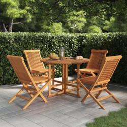 Mobilier à dîner d'extérieur pliable 5 pcs Bois solide de teck