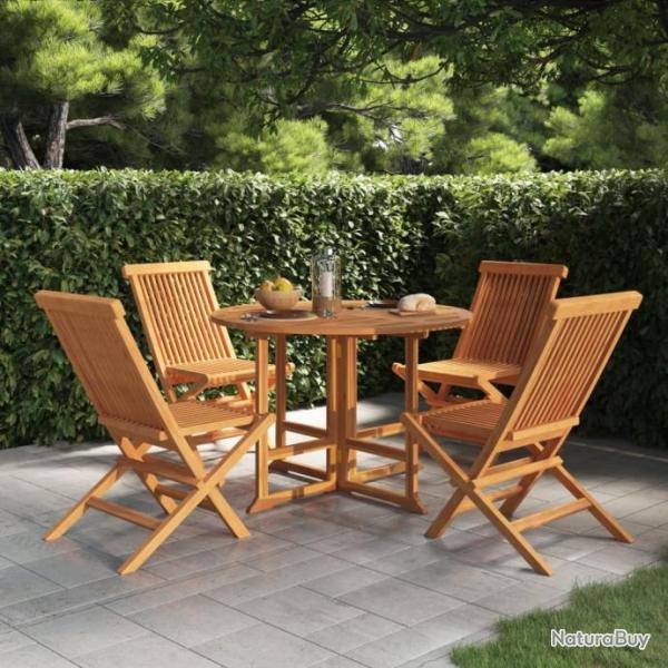 Mobilier  dner d'extrieur pliable 5 pcs Bois solide de teck