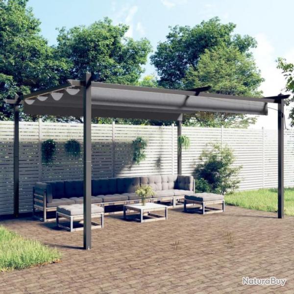 Tonnelle de jardin avec toit rtractable 4x3 m Anthracite