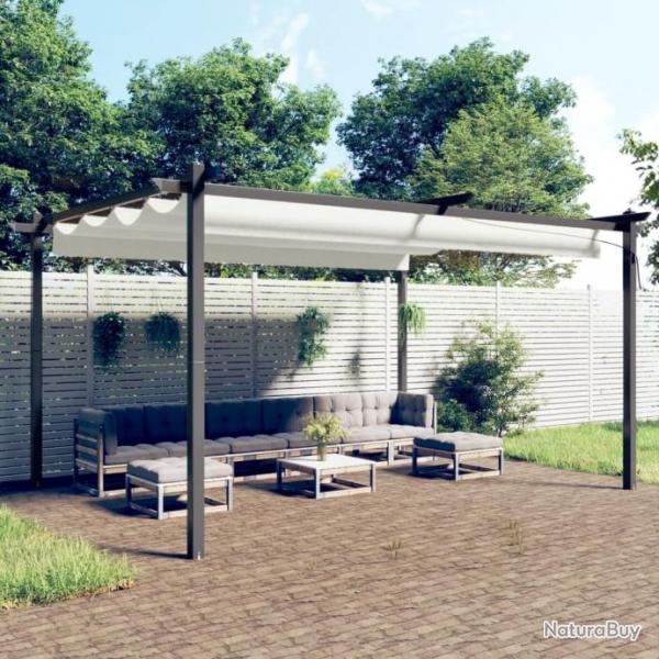 Tonnelle de jardin avec toit rtractable 4x3 m Crme