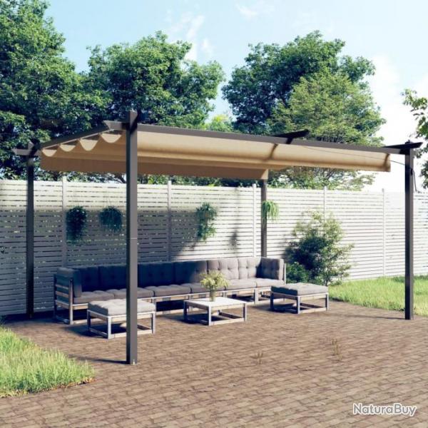 Tonnelle de jardin avec toit rtractable 4x3 m Taupe