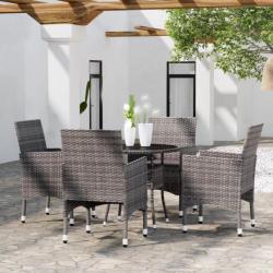 Mobilier de salle à manger de jardin 5 pcs Résine tressée Gris