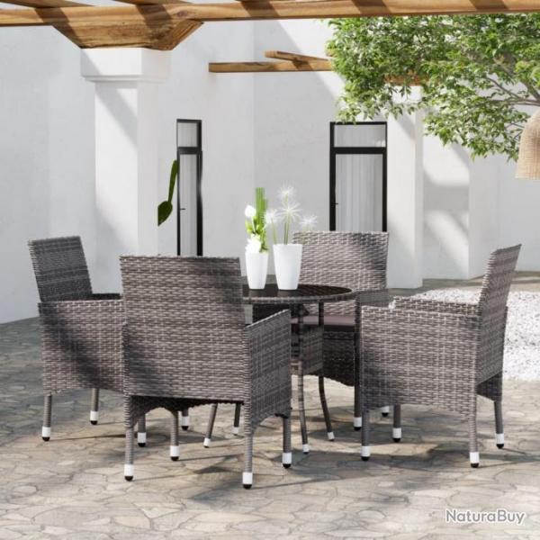 Mobilier de salle  manger de jardin 5 pcs Rsine tresse Gris