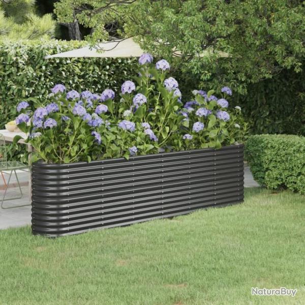 Jardinire Acier enduit de poudre 260x40x68 cm Anthracite