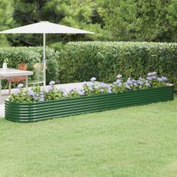 Jardinière de jardin Acier enduit de poudre 440x80x36 cm Vert